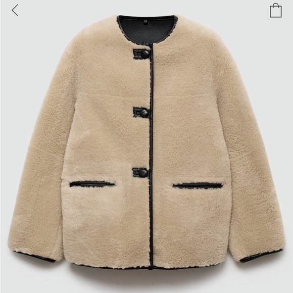 Mango Faux Fur Toggle Coat With Appliqués XS - Picture 3 of 5